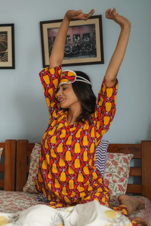 Sootisyahi 'Penguin Fiesta' Handblock Printed Pure Cotton Night Suit - Image 6