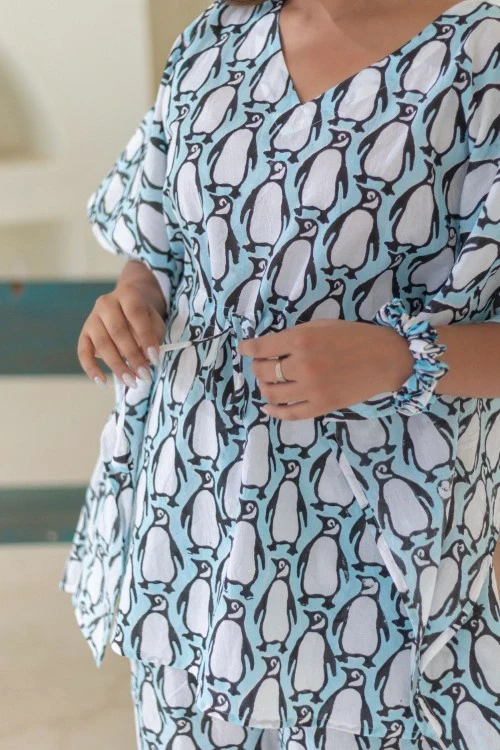 Sootisyahi -Penguin-Parade-Cotton-Kaftan-Set - Image 4