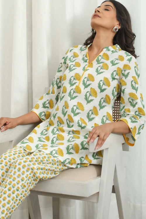 Sootisyahi ' Petalora ' Hand Block Printed Co-Ord Set - Image 2