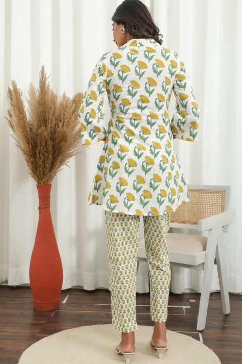 Sootisyahi ' Petalora ' Hand Block Printed Co-Ord Set - Image 6
