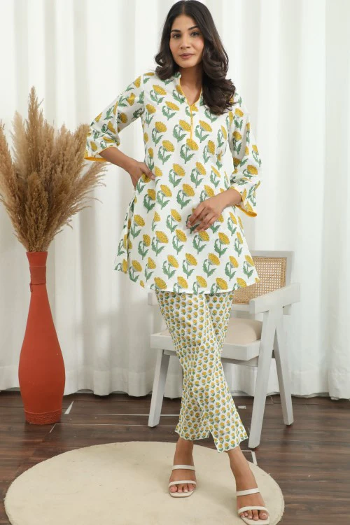 Sootisyahi ' Petalora ' Hand Block Printed Co-Ord Set - Image 8