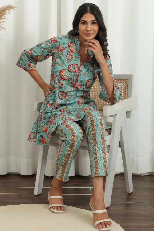 Sootisyahi ' Petalove ' Hand Block Printed Co-Ord Set - Image 3