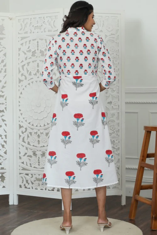 Sootisyahi ' Petunia ' Azofree Handblock Printed Pure Cotton Dress - Image 6