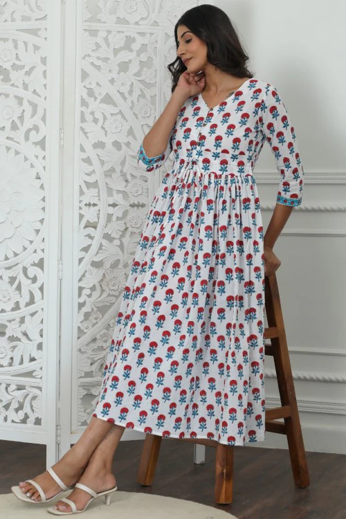 Sootisyahi ' Petunia ' Azofree Handblock Printed Pure Cotton Dress - Image 6