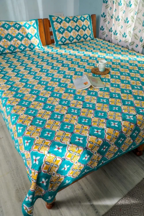 Sootisyahi 'Rainbow Cassata' Handblock Printed Cotton Bedsheet - Image 4
