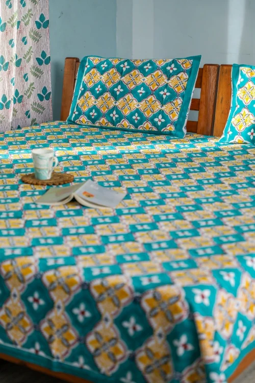 Sootisyahi 'Rainbow Cassata' Handblock Printed Cotton Bedsheet - Image 5