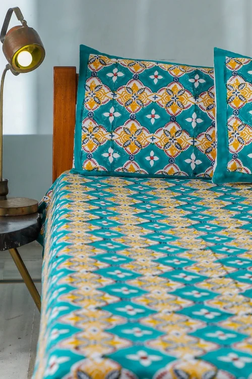 Sootisyahi 'Rainbow Cassata' Handblock Printed Cotton Bedsheet - Image 7