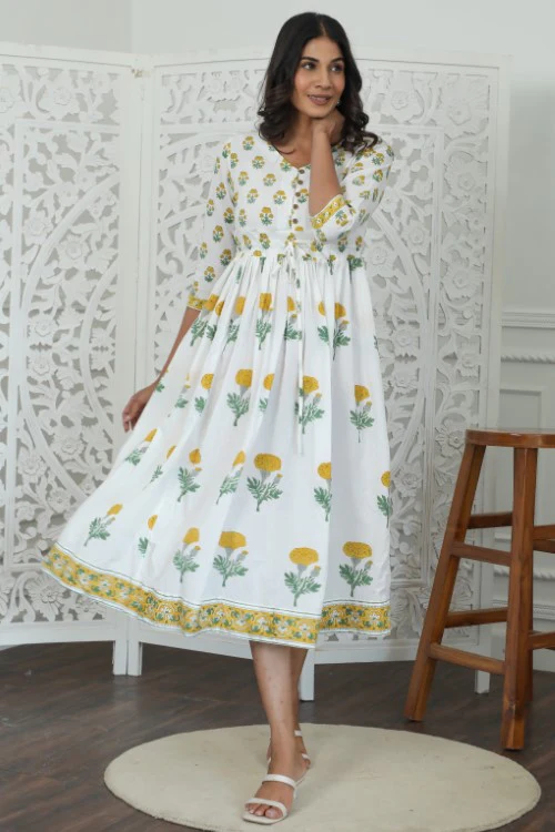 Sootisyahi ' Rayne ' Azofree Handblock Printed Pure Cotton Dress - Image 3
