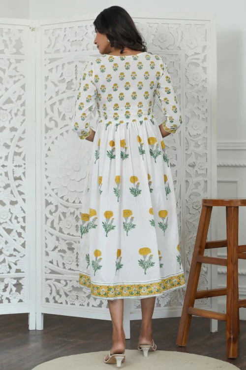 Sootisyahi ' Rayne ' Azofree Handblock Printed Pure Cotton Dress - Image 4