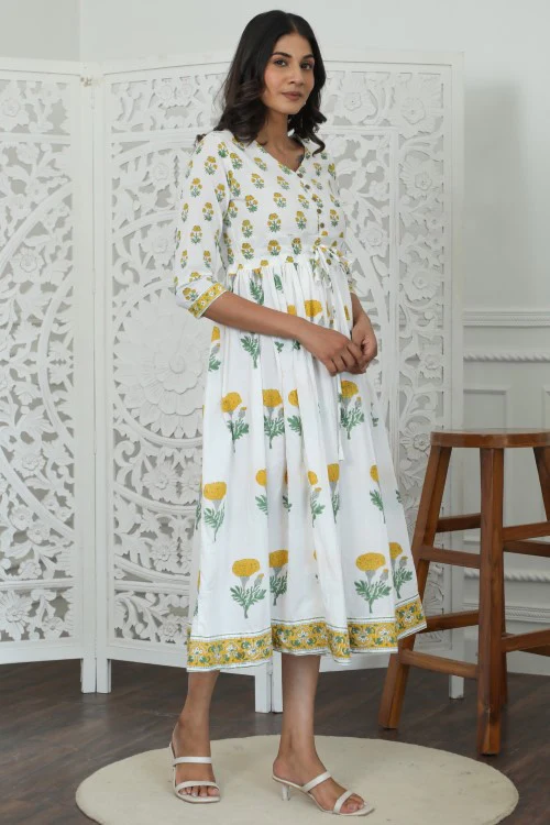 Sootisyahi ' Rayne ' Azofree Handblock Printed Pure Cotton Dress - Image 5