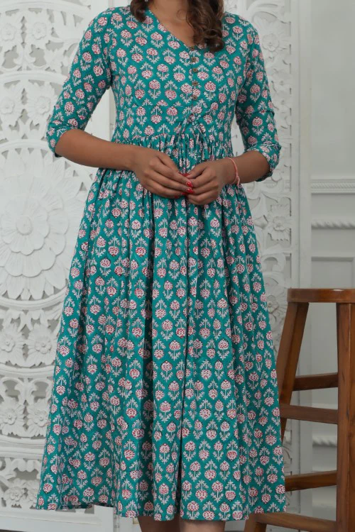 Sootisyahi ' Rayne ' Azofree Handblock Printed Pure Cotton Dress - Image 2