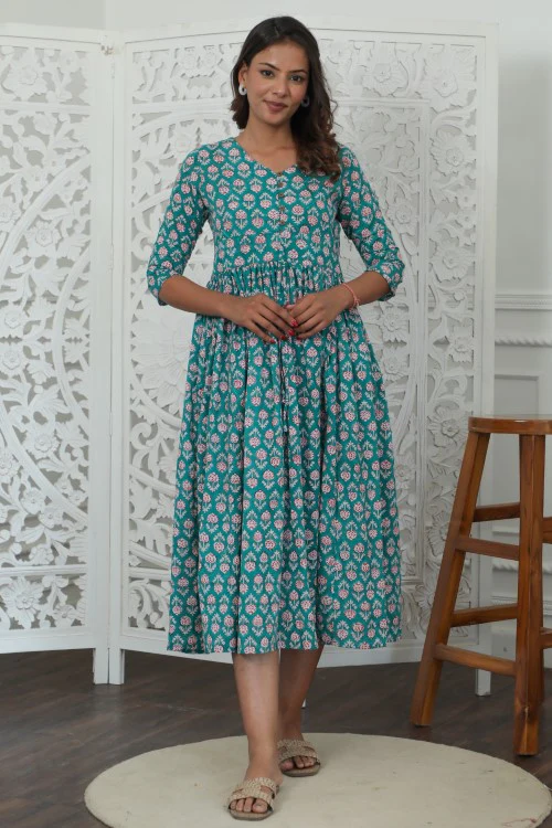 Sootisyahi ' Rayne ' Azofree Handblock Printed Pure Cotton Dress - Image 3