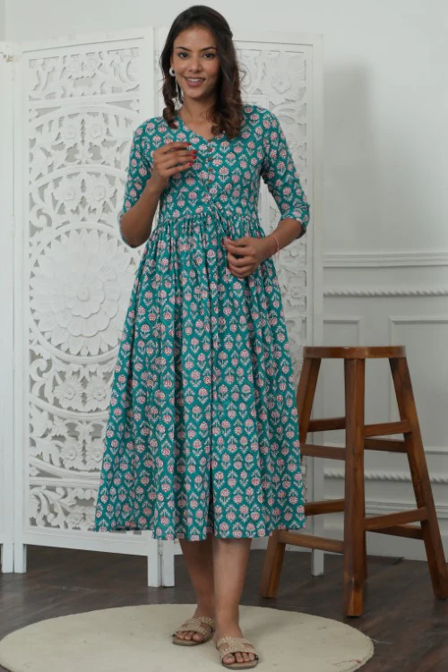 Sootisyahi ' Rayne ' Azofree Handblock Printed Pure Cotton Dress - Image 6