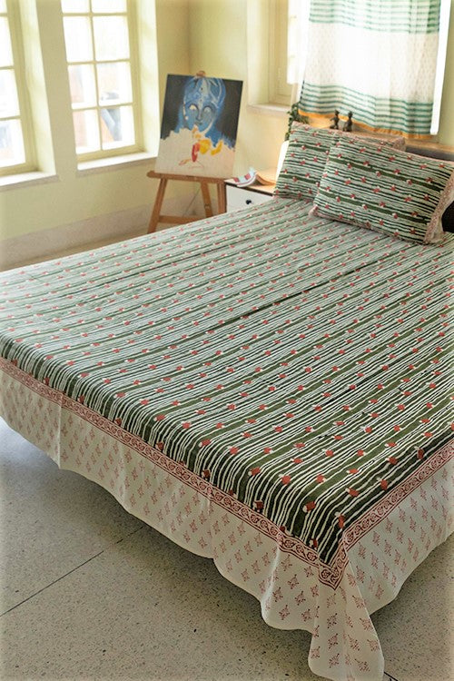 Sootisyahi 'Red in Motion' Handblock Printed Cotton Bedsheet - Image 3