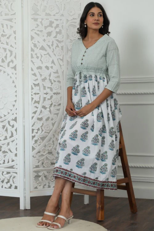 Sootisyahi ' Roxana ' Azofree Handblock Printed Pure Cotton Dress - Image 6