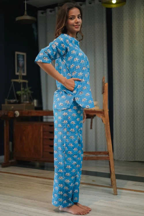 Sootisyahi 'Snooze Panda' Handblock Printed Pure Cotton Night Suit - Image 2