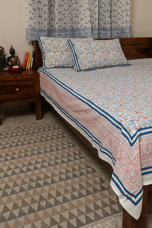 Sootisyahi 'Sparkling Bubbles' Handblock Printed Cotton Bedsheet - Image 3