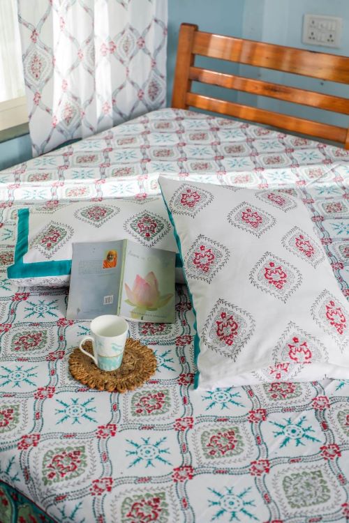 Sootisyahi 'Summer Window' Handblock Printed Cotton Bedsheet - Image 4