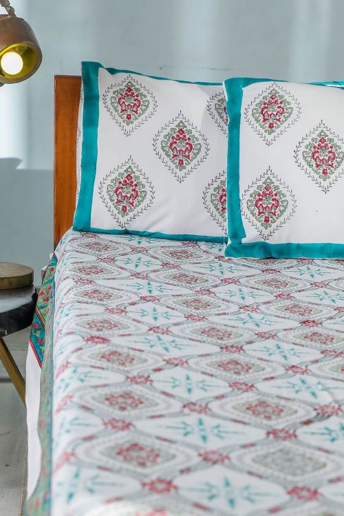 Sootisyahi 'Summer Window' Handblock Printed Cotton Bedsheet - Image 5