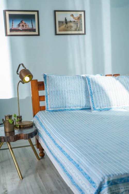 Sootisyahi 'Vertical Garden' Handblock Printed Cotton Bedsheet - Image 3