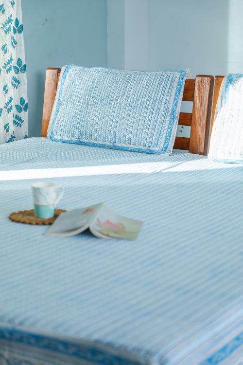 Sootisyahi 'Vertical Garden' Handblock Printed Cotton Bedsheet - Image 5