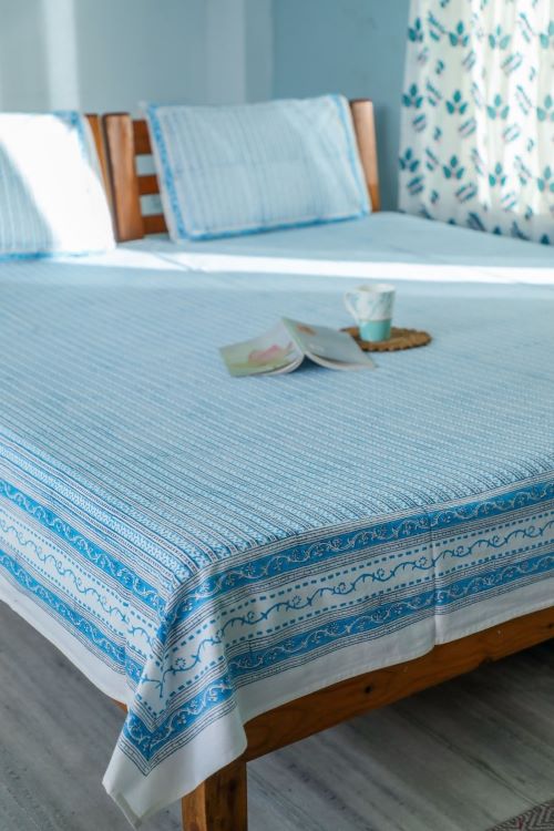 Sootisyahi 'Vertical Garden' Handblock Printed Cotton Bedsheet - Image 6