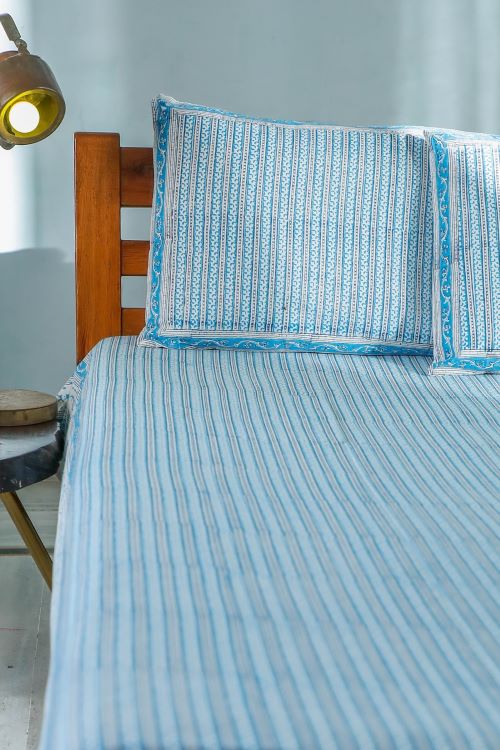 Sootisyahi 'Vertical Garden' Handblock Printed Cotton Bedsheet - Image 7