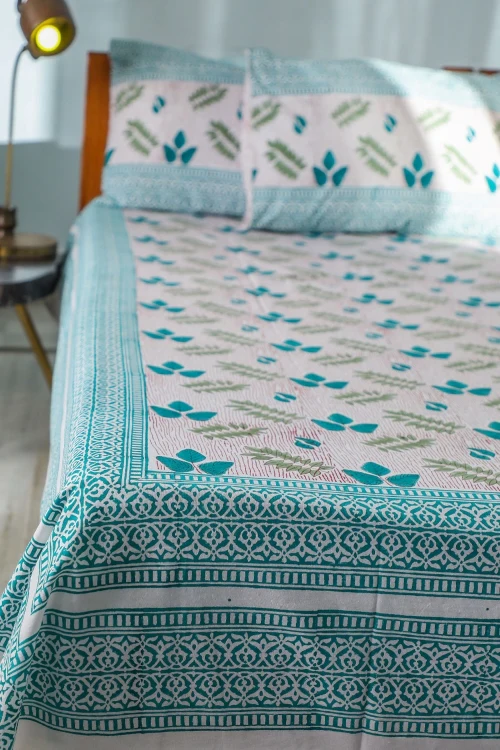 Sootisyahi 'Vibrant Essence' Handblock Printed Cotton Bedsheet - Image 5