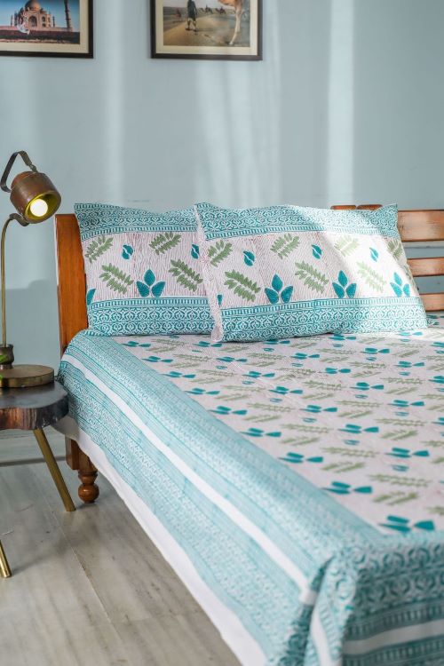 Sootisyahi 'Vibrant Essence' Handblock Printed Cotton Bedsheet - Image 6
