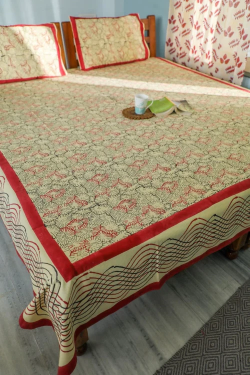 Sootisyahi 'Web Of Color' Handblock Printed Cotton Bedsheet - Image 3