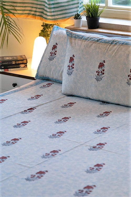 Sootisyahi 'Yellow Sky' Handblock Printed Cotton Bedsheet - Image 2