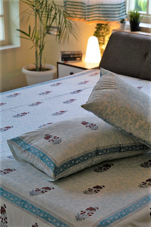Sootisyahi 'Yellow Sky' Handblock Printed Cotton Bedsheet - Image 3
