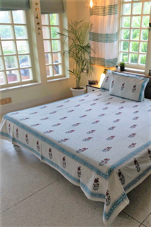 Sootisyahi 'Yellow Sky' Handblock Printed Cotton Bedsheet - Image 4