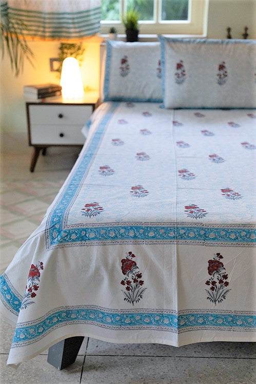 Sootisyahi 'Yellow Sky' Handblock Printed Cotton Bedsheet - Image 5