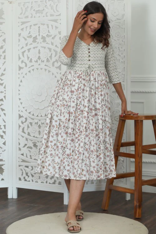 Sootisyahi ' Zenith ' Azofree Handblock Printed Pure Cotton Dress - Image 3