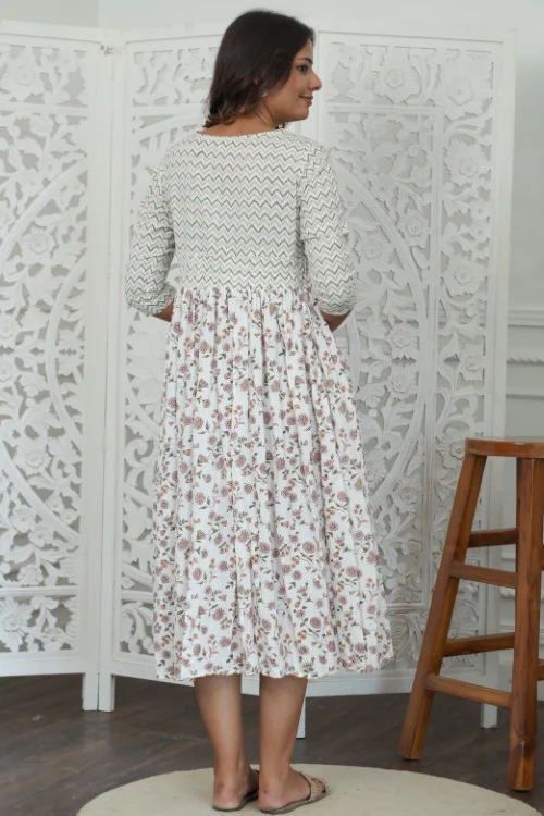 Sootisyahi ' Zenith ' Azofree Handblock Printed Pure Cotton Dress - Image 4