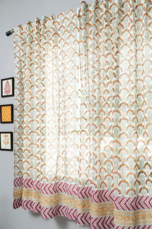 Sooti Syahi Sparkle’S Garden Hand Block Printed Window Curtain - Image 3