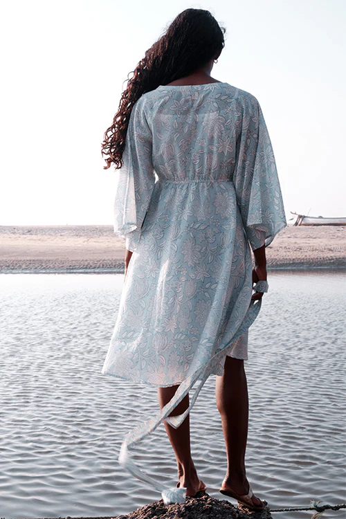 Okhai 'Spring Dance' Mul Cotton Hand Block Printed Dress - Image 5