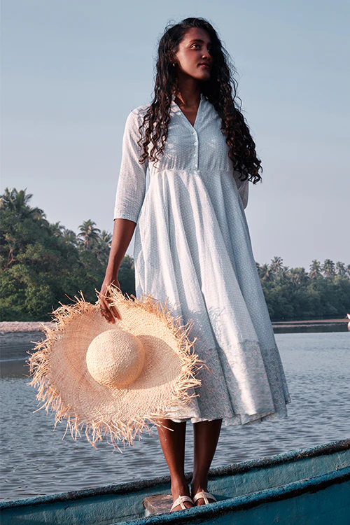 Okhai 'Springtide' Mul Cotton Hand Block Printed Dress - Image 3