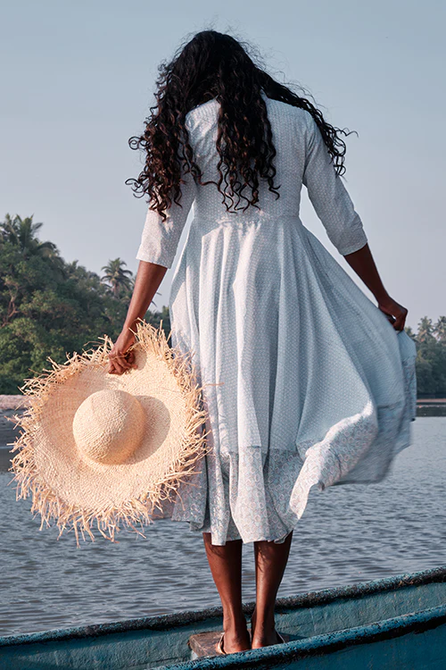 Okhai 'Springtide' Mul Cotton Hand Block Printed Dress - Image 5