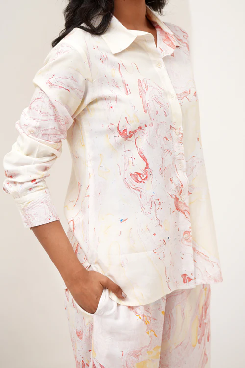 Sooti Syahi Stone Essence Hand Marble Printed Co-Ord Set - Image 3