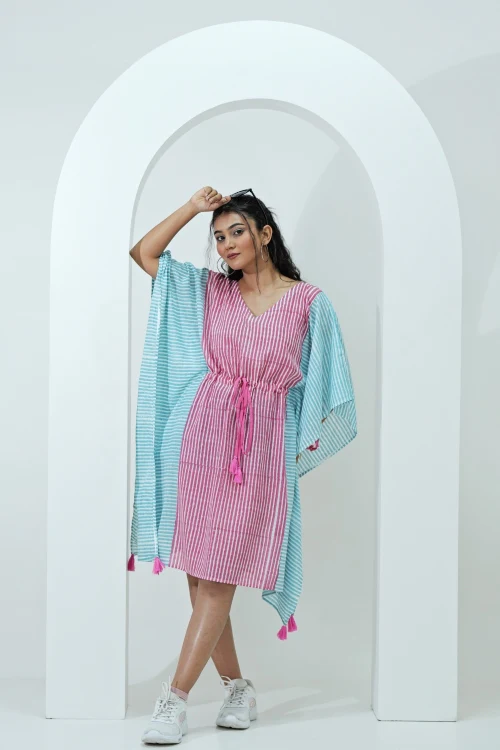 Sooti Syahi Sugarplum Hand Block Printed Kaftan - Image 3