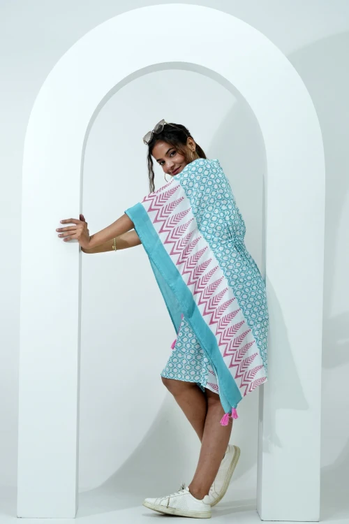 Sooti Syahi Sugary Chic Hand Block Printed Kaftan - Image 3