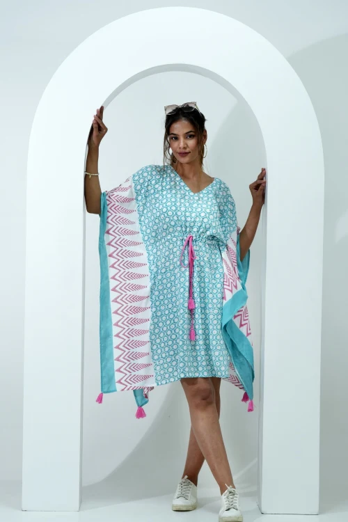Sooti Syahi Sugary Chic Hand Block Printed Kaftan - Image 4
