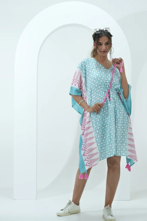 Sooti Syahi Sugary Chic Hand Block Printed Kaftan - Image 6