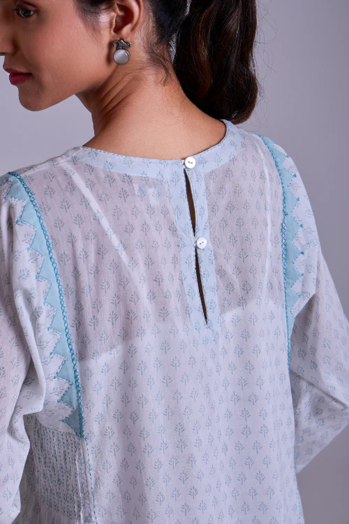 Rangsutra Suhani White A-Line Cotton Dress With Applique - Image 6