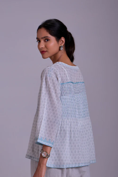Rangsutra Suhani White Boxy Cotton Top With Applique - Image 5