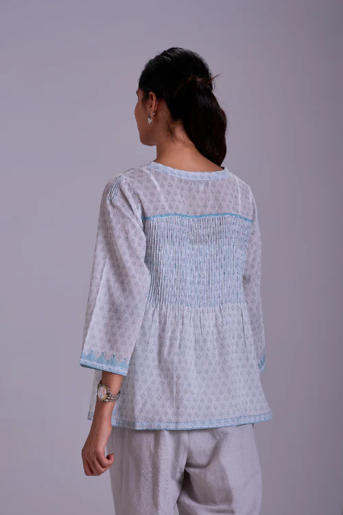 Rangsutra Suhani White Boxy Cotton Top With Applique - Image 6