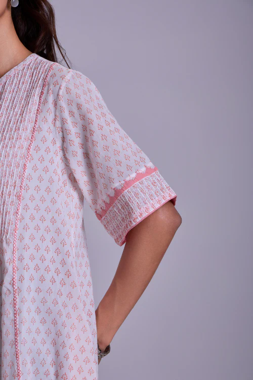 Rangsutra Suhani White Flared Cotton Dress With Applique - Image 6