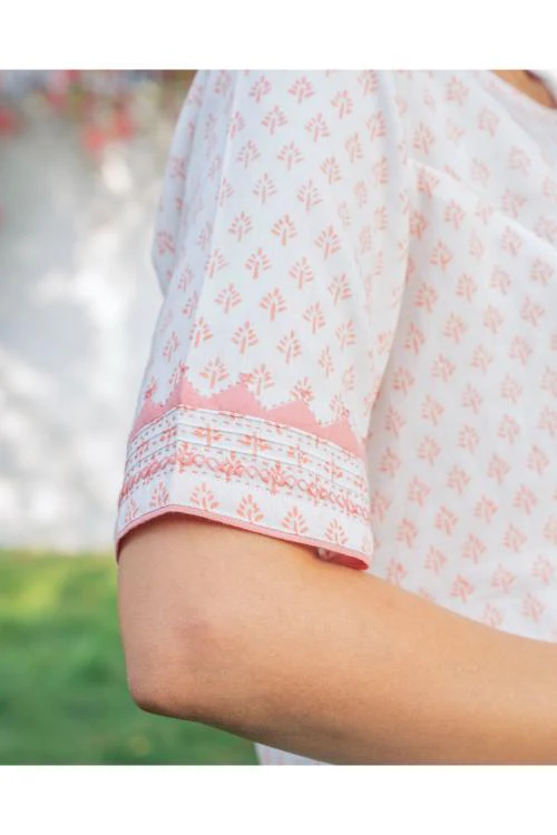 Rangsutra Suhani White Princess Cotton Blouse With Applique - Image 3